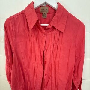 Choices Vibrant Coral Linen Shirt